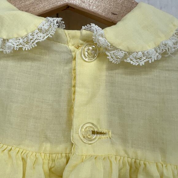 AMERICAN VINTAGE 3-6 Months Young Life Yellow Baby Doll Dress Floral Embroidered - Picture 5 of 9